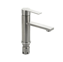 Смеситель для раковины однорычажный МАГНУС/MAGNUS 9158 нержавеющая сталь/сатин