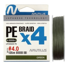 Шнур Nautilus Braid X4 Green 135м, d-0.20, 15.7кг, 2.5PE