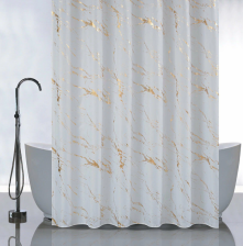Штора для ванной комнаты 180х180см САНАКС БЕЛЫЙ МРАМОР С ЗОЛОТОМ, без колец 01-109