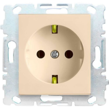 Розетка 1-м с заземлением без рамки Vesta-Electric Roma Cream молочный