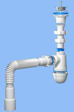 Сифон бутылочный 1 1/4х40 с нержавеющим выпуском, переливом, гофрой 40х40/50 АНИ С10.15