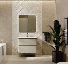 Тумба с раковиной Welto -80 подвесная 2 ящика, Светло-коричневый