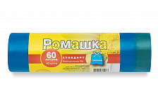 Мешки для мусора 60л 10шт с завязками Ромашка Стандарт 3ВС-60/10/С синие