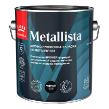 Краска по ржавчине 3 в 1 гладкая черная METALLISTA (2,3л) TIKKURILA / TIKKIVALA