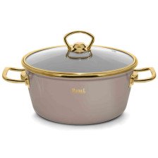 Кастрюля эмалированная 5,2 л RASHEL GRAND кремово-розовый R0226