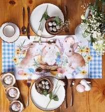 Дорожка на стол 30х70 пасхальная Зайчики Этель