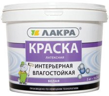 Краска латексная интерьерная влагостойкая белая (6,5кг) Лакра