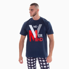 Футболка мужская Never mind, синяя, размер 56