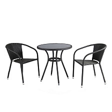 Набор мебели искусственный ротанг Кафе мини 2+1 (стол d60см+2стула) темно-коричневый