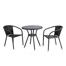 Набор мебели искусственный ротанг Кафе мини 2+1 (стол d60см+2стула) темно-коричневый