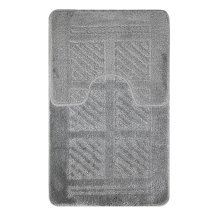 Коврики для ванной комнаты CАНАКС Classic Uni Квадраты (2шт) 55х90см 55х45см серый 00284
