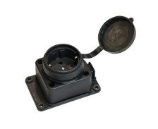 Гнездо с заглушкой каучук 2P+PE 1x16A 220-240V IP44 черный E1M