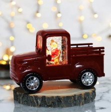 Сувенир новогодний Сказочная машина 15,5х7х9,5см красный с подсветкой 3xLR44 700-0690