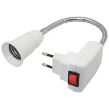 Переходник вилка-патрон Е27 выключателем гибкий Ecola 300мм