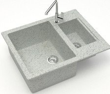 Мойка 605х490 искусственный камень светло-серый 19/Q10
