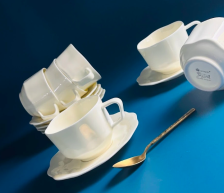 Набор чайный 12 пр 260 мл LENARDI ЭКРЮ костяной фарфор 555-124