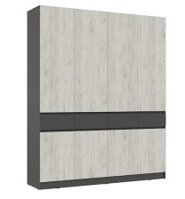 Шкаф 4-створчатый Роджина Графит/Дуб Крафт Белый