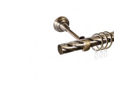 Карниз металлический Грейс 1-рядный D25 (труба крученая) Антик 1,6м