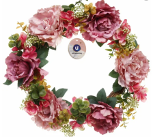 Венок Фантазия 42см розовый 951-204