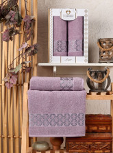 Набор полотенец махровых 2 шт 50х90 + 70х140 Azor баклажан Two Dolphins