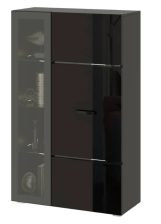 Шкаф с полками Николь Черный глянец/Черный