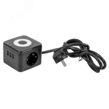 Удлинитель 2вх 1,5м с/з 3USB 16A Uniel S-GCD2-1,5SBUH Черный