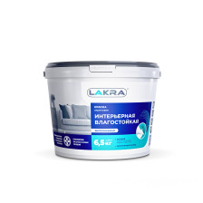 Краска интерьерная влагостойкая белоснежная (6,5кг) Лакра