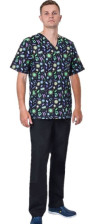 Костюм медицинский мужской М-770 Cotton120/тиси принт/черный  906/65 размер 46/170-176