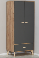 Шкаф для одежды Дуб крафт золотой/Графит серый