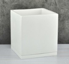 Горшок керамический с поддоном Волна кубик 12х12см h13 белый 1,1л