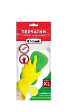 Перчатки латексные хозяйственные желтые Komfi размер XL