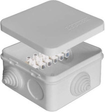 Коробка разветвительная открытой установки 75х75х45+клеммник 220324 серый