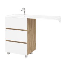 Тумба с раковиной Basil -120 левая напольная под стиральную машину Юстус/Белый