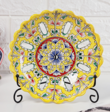 Фруктовница 23см Риштанская Керамика Цветы желтая,рифл 3554736