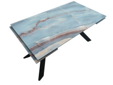 Стол "Ниагара" 1400х800(300+300) Керамика Creto Statuario Cara Polished/черный 