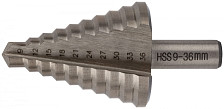 Сверло по металлу ступенчатое HSS 9 ступеней (9-36мм) FIT 36399