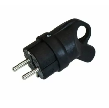 Вилка 1-2 SALE угловая с кольцом каучук 2P+PE 1х16А 220-240V IP44 черный E1M