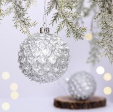 Набор украшений новогодних Еловый шар 8см 2шт серебро