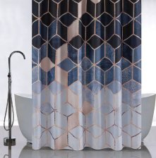 Штора для ванной комнаты 180х180см САНАКС КУБЫ синие, без колец 01-88