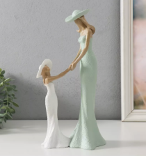 Сувенир Мама с дочкой зеленый 15,5х,9,5х30см 9759398