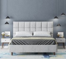 Кровать "Sindy" 140х200 см Велюр Teddy 008 (светло-бежевый) ортопедическое основание сборное/опоры цвет дерева