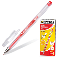 Ручка гелевая красная 0,5 мм Brauberg Jet SGP002r корпус прозрачный