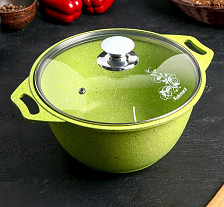 Кастрюля антипригарная 3,0 л стеклянная крышка  Trendy Style lime k31tsl