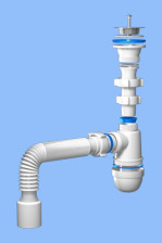 Сифон бутылочный 1 1/2х40 с нержавеющим выпуском, переливом, гофрой 40х50 АНИ С 01.10