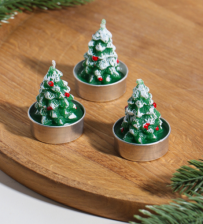 Набор Новогодних свечей Ёлка зеленая 4х6см 3 шт 4385141