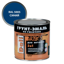 Грунт-эмаль по ржавчине гладкая синяя RAL 5005 (0,75л) Dali