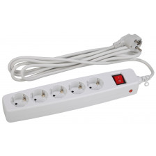 Фильтр сетевой 5-ти местный 2м с заземлением Эра белый SF-5es-2m-W