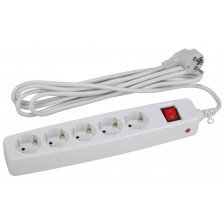 Фильтр сетевой 5-ти местный 2м с заземлением Эра белый SF-5es-2m-W