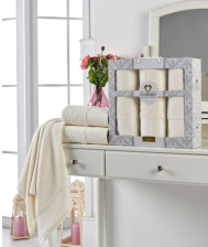 Набор полотенец махровых 3 шт 50х90 + 70х140 кремовый Lenny Two Dolphins 