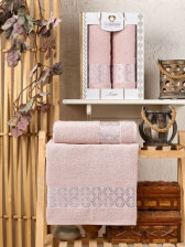 Набор полотенец махровых 2 шт 50х90 + 70х140 Azor пудра Two Dolphins